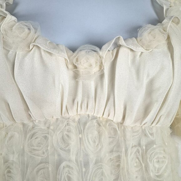 For‎ Love & Lemons Josey Bridal Gown Maxi Dress XS Puff Sleeve Rosebud DR-1812 - Picture 4 of 11